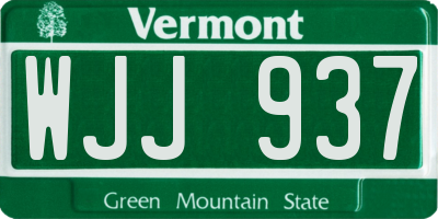 VT license plate WJJ937