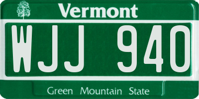 VT license plate WJJ940