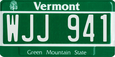 VT license plate WJJ941