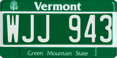 VT license plate WJJ943