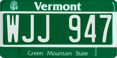 VT license plate WJJ947