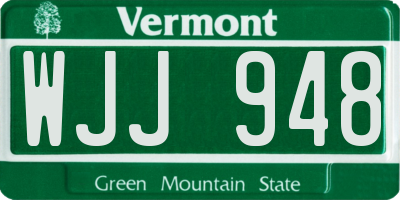 VT license plate WJJ948