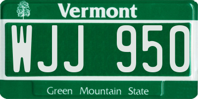 VT license plate WJJ950