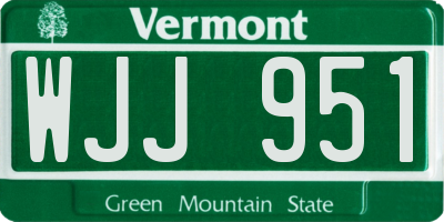 VT license plate WJJ951