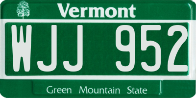VT license plate WJJ952