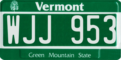 VT license plate WJJ953