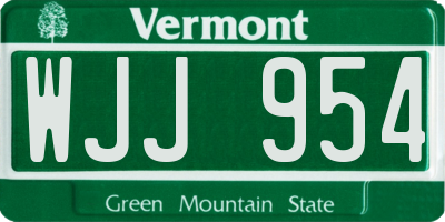 VT license plate WJJ954
