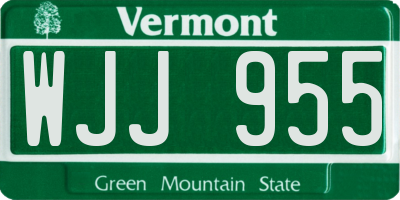 VT license plate WJJ955