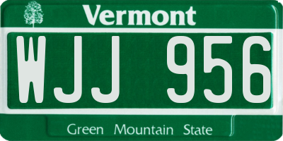 VT license plate WJJ956