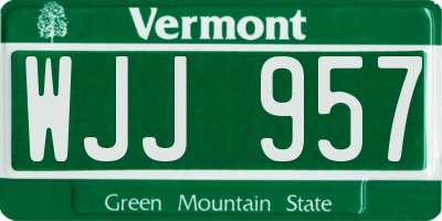 VT license plate WJJ957