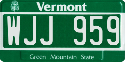 VT license plate WJJ959