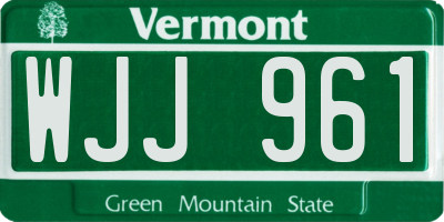 VT license plate WJJ961