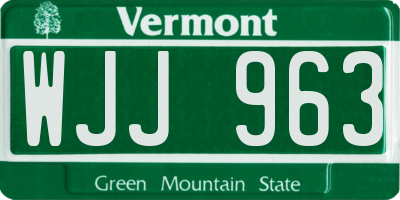 VT license plate WJJ963