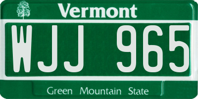 VT license plate WJJ965