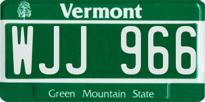 VT license plate WJJ966