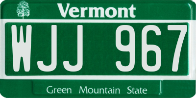VT license plate WJJ967