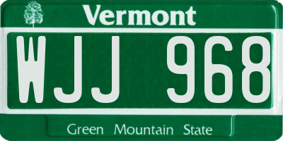 VT license plate WJJ968