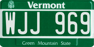 VT license plate WJJ969