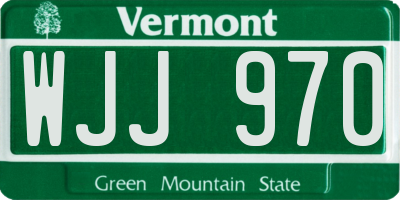 VT license plate WJJ970