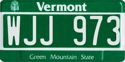 VT license plate WJJ973