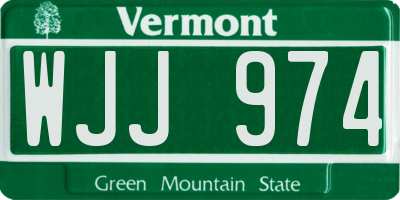 VT license plate WJJ974
