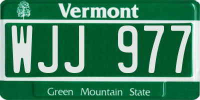 VT license plate WJJ977