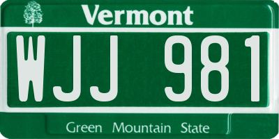 VT license plate WJJ981