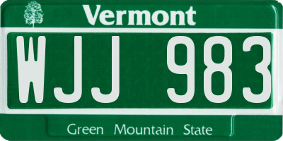 VT license plate WJJ983