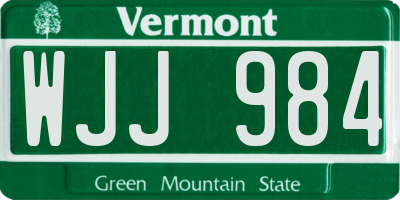 VT license plate WJJ984