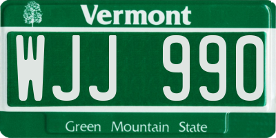 VT license plate WJJ990