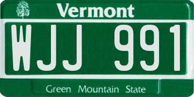 VT license plate WJJ991