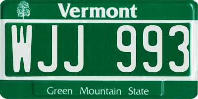 VT license plate WJJ993