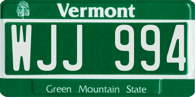 VT license plate WJJ994