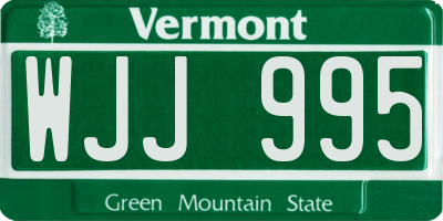 VT license plate WJJ995