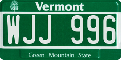 VT license plate WJJ996