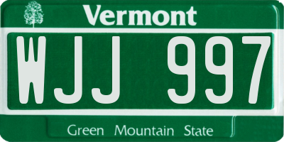 VT license plate WJJ997