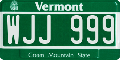 VT license plate WJJ999