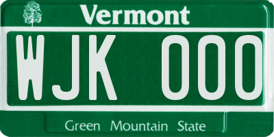 VT license plate WJK000