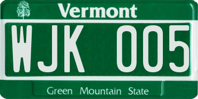 VT license plate WJK005