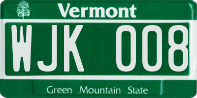 VT license plate WJK008