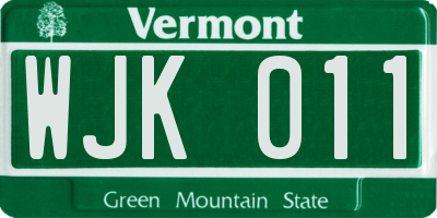 VT license plate WJK011