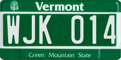 VT license plate WJK014