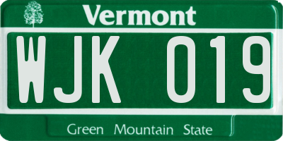 VT license plate WJK019