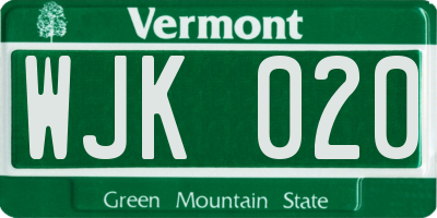 VT license plate WJK020