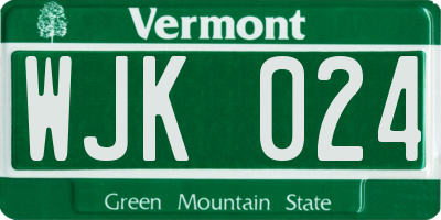VT license plate WJK024