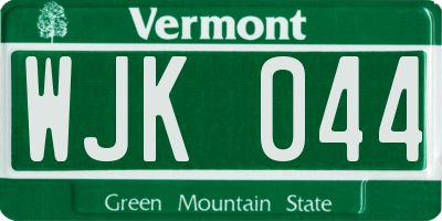VT license plate WJK044