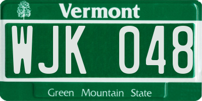 VT license plate WJK048