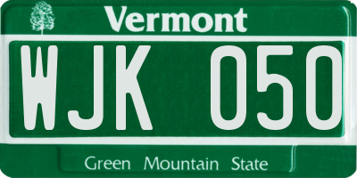 VT license plate WJK050