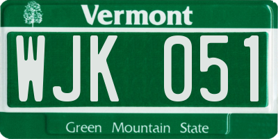 VT license plate WJK051