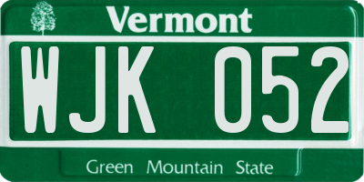 VT license plate WJK052